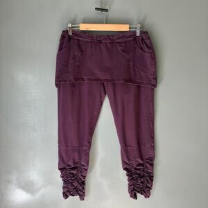 MISHU Women's XL Purple Boho Yoga Ruched Leg Hippie Pants Leggings Comfort